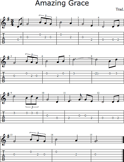 Amazing Grace notes and tabs
