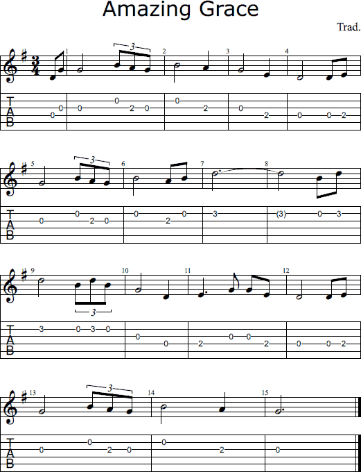 amazing grace easy guitar chords