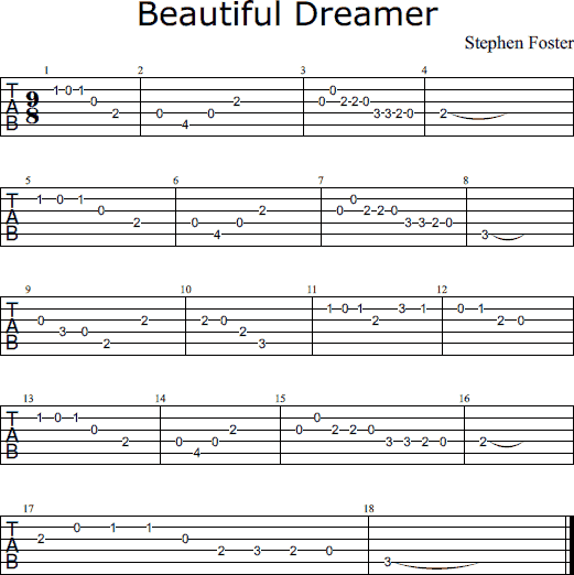 Beautiful Dreamer notes and tabs