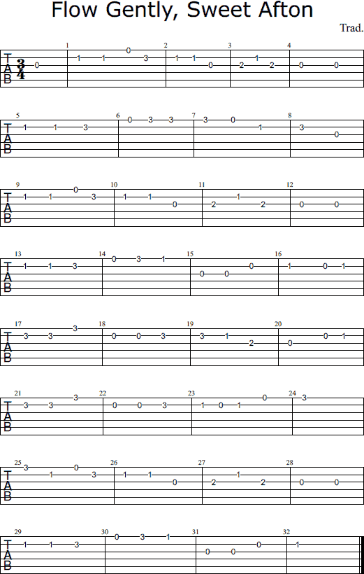 Flow Gently, Sweet Afton notes and tabs