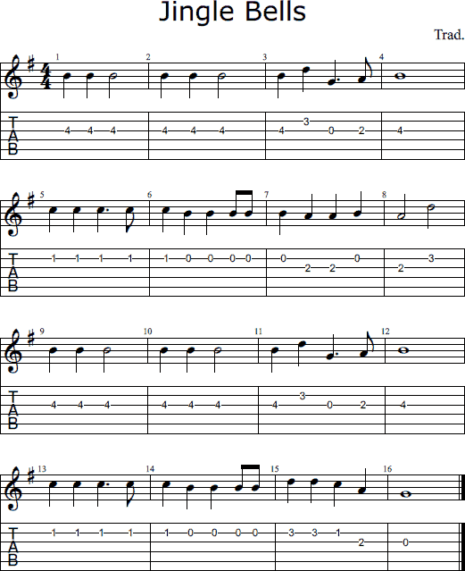 guitar chords of jingle bells