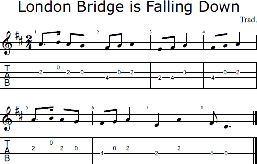 London Bridge is Falling Down notes and tabs