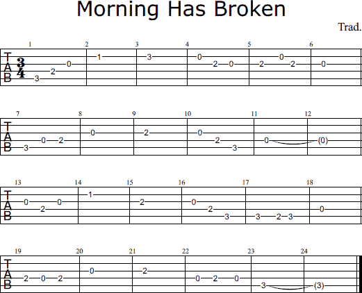 Morning Has Broken tabs