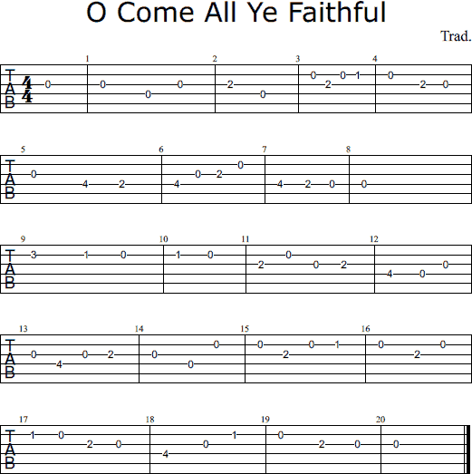 O Come All Ye Faithful notes and tabs