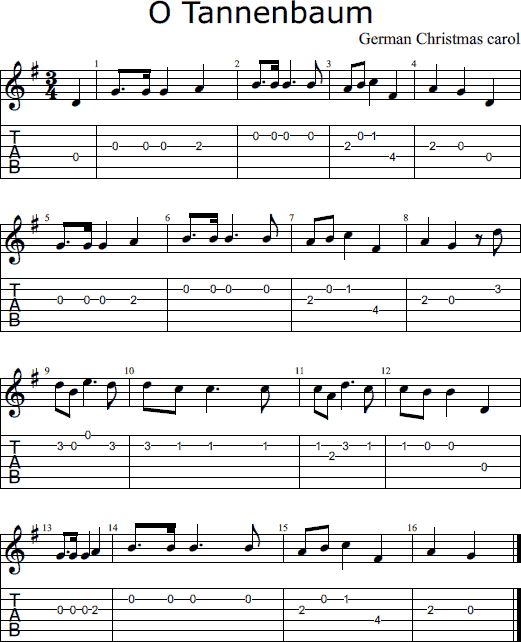 O Tannenbaum notes and tabs