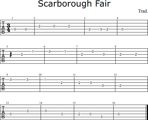 Scarborough Fair tabs