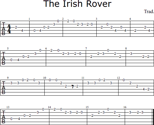 The Irish Rover tabs